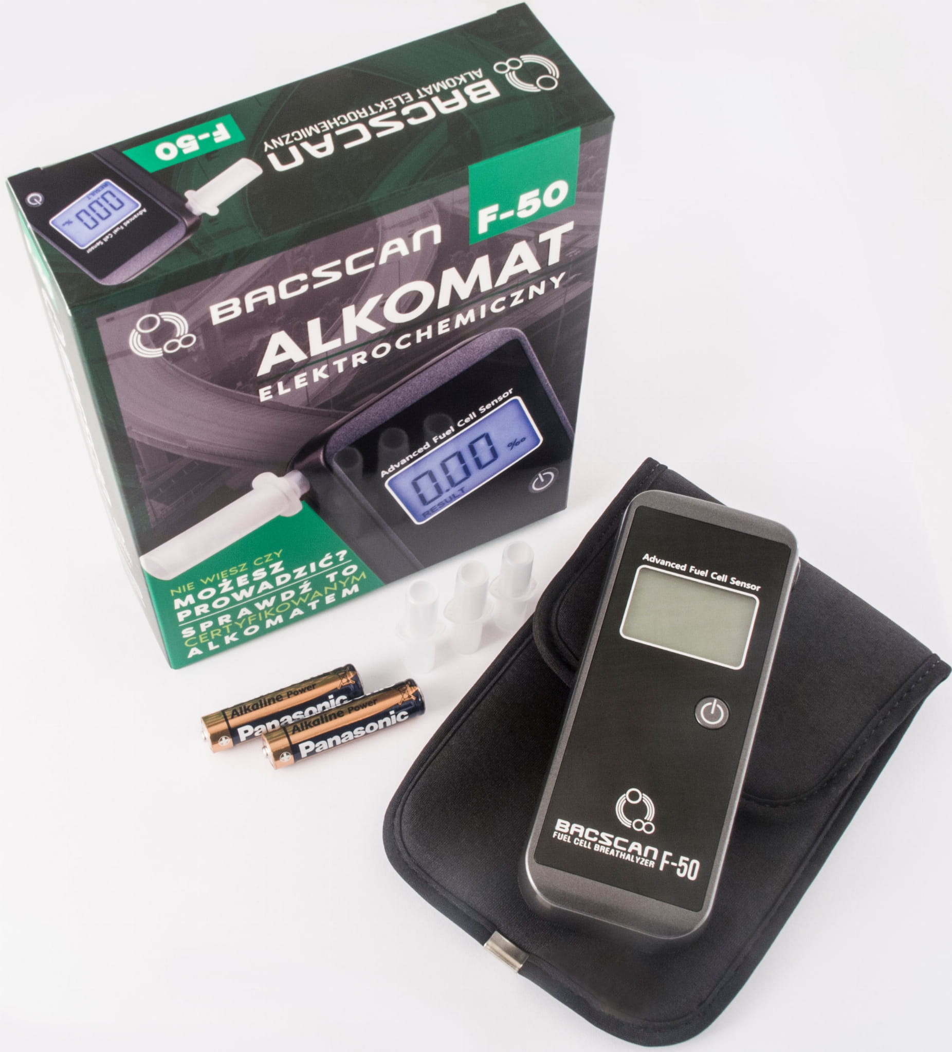 Alkomat BACSCAN F-50 +baterie +kalibracja +ustniki +certyfikat – zdjęcie 2